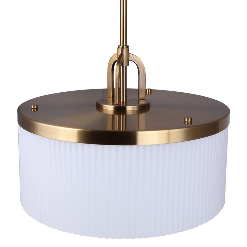 Canarm Kinslea 13.88in 3-Light Pendant | Gold and Opal Ribbed Glass | Living Room & Dining Room | 13.88 x 13.88 x 11 in | Model IPL1165A03GD14