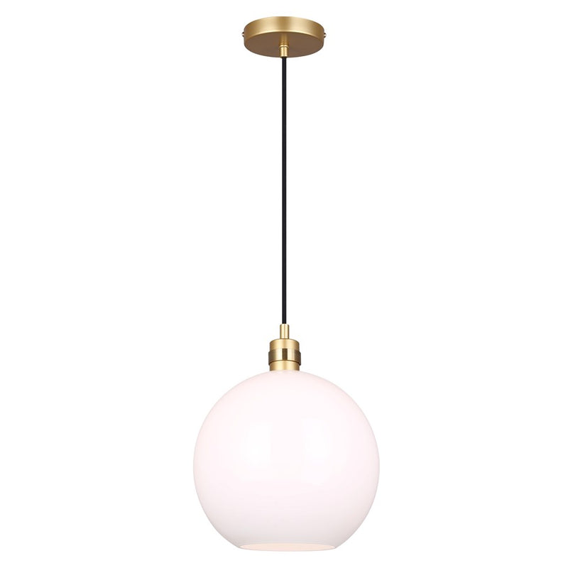 Canarm Monroe 11.75in 1-Light Pendant | Gold and Opal Glass | Kitchen Island & Entryway | 11.75 x 11.75 x 16 in | Model IPL1169A01GDP