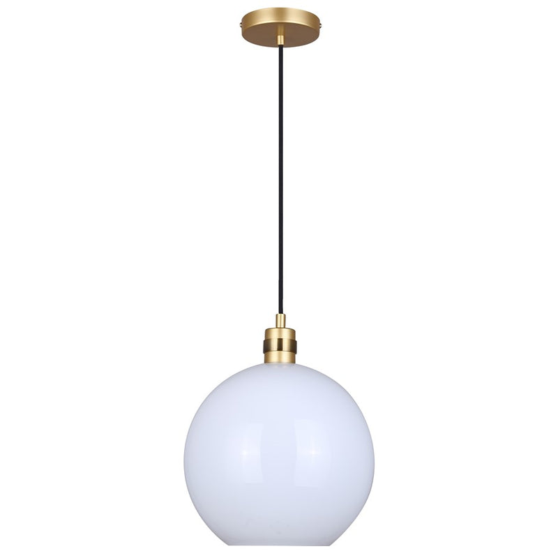 Canarm Monroe 11.75in 1-Light Pendant | Gold and Opal Glass | Kitchen Island & Entryway | 11.75 x 11.75 x 16 in | Model IPL1169A01GDP