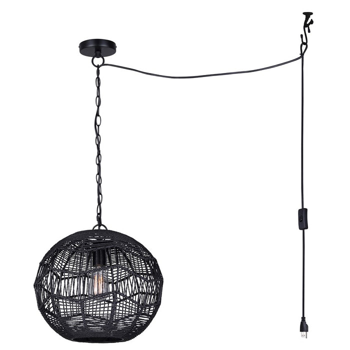 Canarm Valence 1 Light 15" Pendant, Black