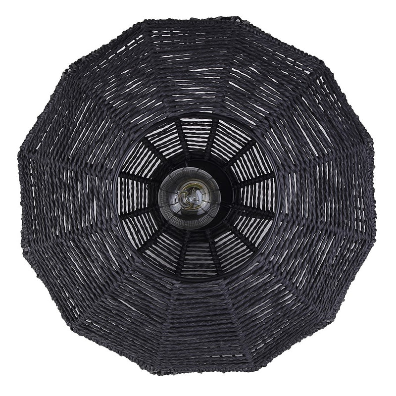 Canarm Valence 15in 1-Light Pendant | Modern Boho Matte Black Woven Steel | Kitchen Island & Bedroom | 15 x 15 x 14.5 in | Model IPL1197A01BK