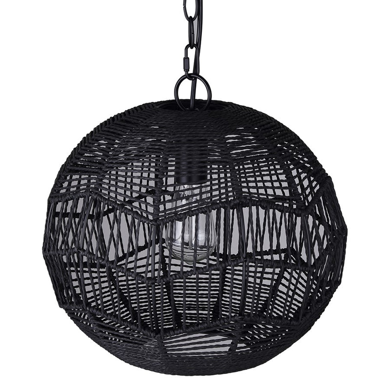 Canarm Valence 15in 1-Light Pendant | Modern Boho Matte Black Woven Steel | Kitchen Island & Bedroom | 15 x 15 x 14.5 in | Model IPL1197A01BK