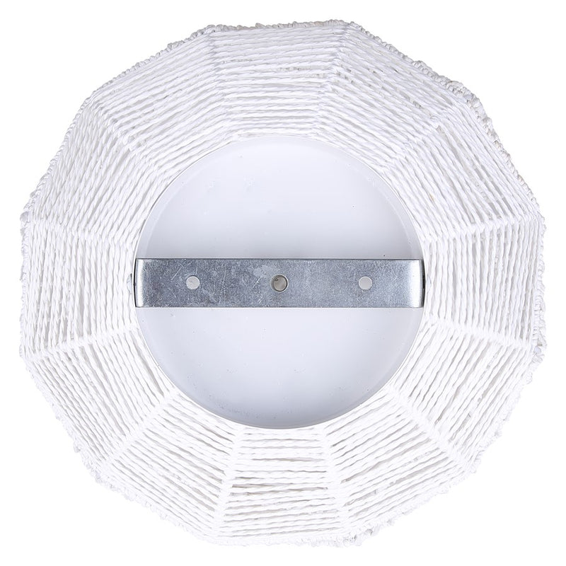 Canarm Valence 15in 1-Light Pendant | Modern Boho White Woven Steel | Kitchen Island & Bedroom | 15 x 15 x 14.5 in | Model IPL1197A01WH
