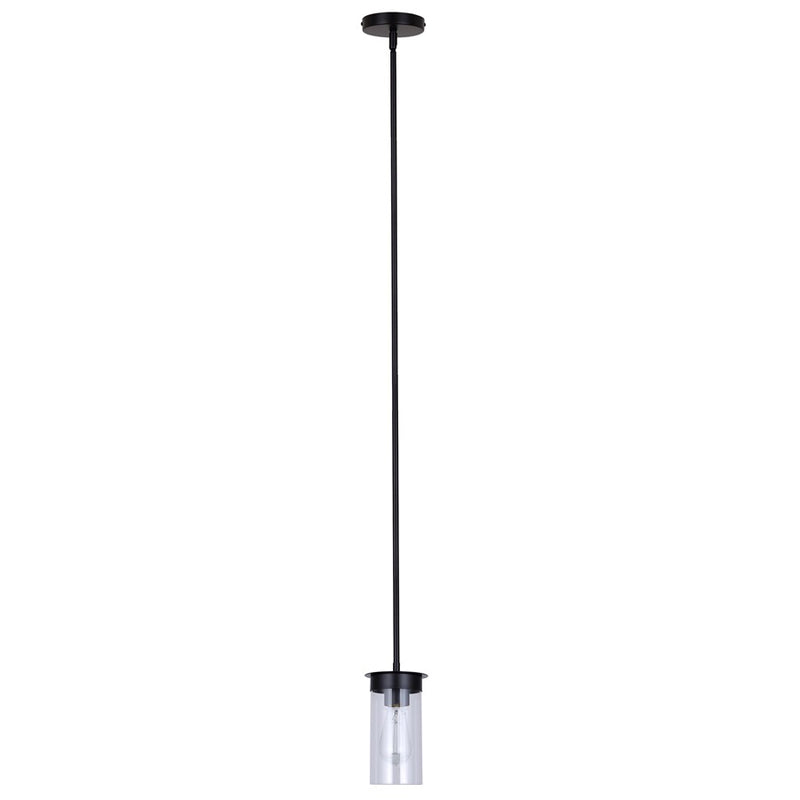 Canarm Benson 4.75in 1-Light Pendant | Matte Black and Clear Glass Steel | Kitchen & Bedroom | 4.75 x 4.75 x 11.75 in | Model IPL1205A01BK