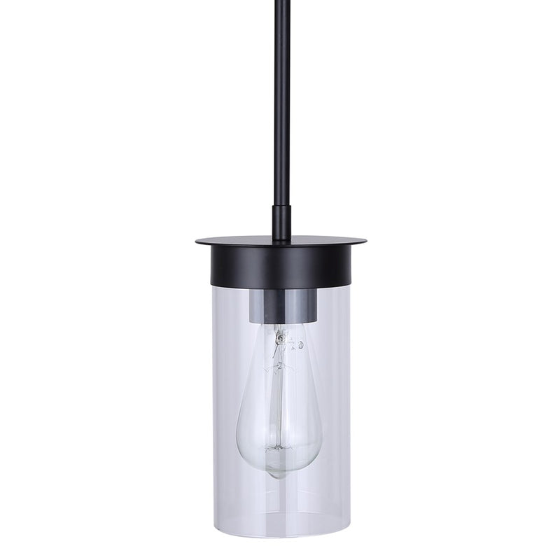 Canarm Benson 4.75in 1-Light Pendant | Matte Black and Clear Glass Steel | Kitchen & Bedroom | 4.75 x 4.75 x 11.75 in | Model IPL1205A01BK