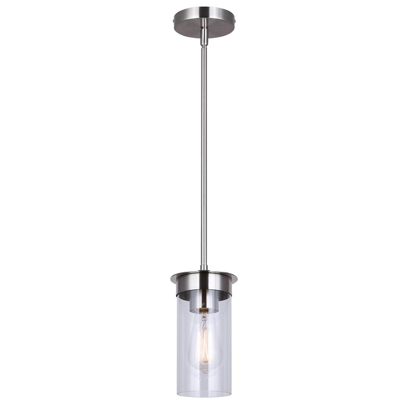 Canarm Benson 4.75in 1-Light Pendant | Brushed Nickel and Clear Glass Steel | Kitchen & Hallway | 4.75 x 4.75 x 11.75 in | Model IPL1205A01BN