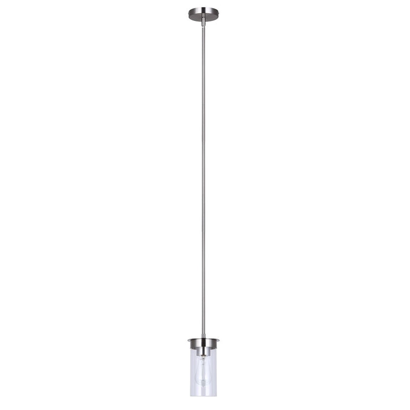 Canarm Benson 4.75in 1-Light Pendant | Brushed Nickel and Clear Glass Steel | Kitchen & Hallway | 4.75 x 4.75 x 11.75 in | Model IPL1205A01BN