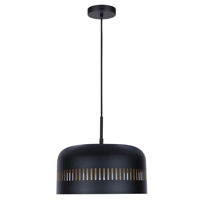 Canarm Miles 13in 1-Light Pendant | Matte Black and Gold Interior Steel | Dining Room & Kitchen | 13 x 13 x 13.5 in | Model IPL1207A01BK