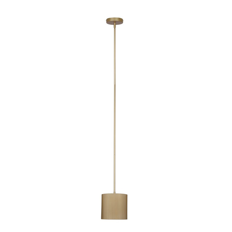 Canarm Scarlett 8in 1-Light Pendant | Brushed Gold Ribbed Steel | Kitchen & Dining Room | 8 x 8 x 11-59 in | Model IPL1208A01PGD