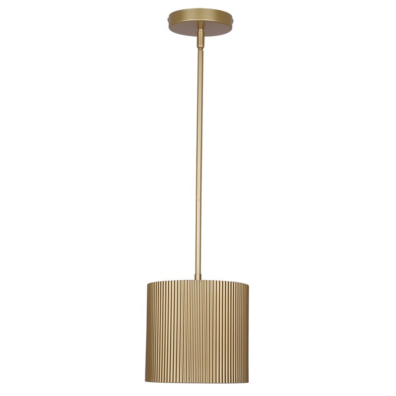 Canarm Scarlett 8in 1-Light Pendant | Brushed Gold Ribbed Steel | Kitchen & Dining Room | 8 x 8 x 11-59 in | Model IPL1208A01PGD