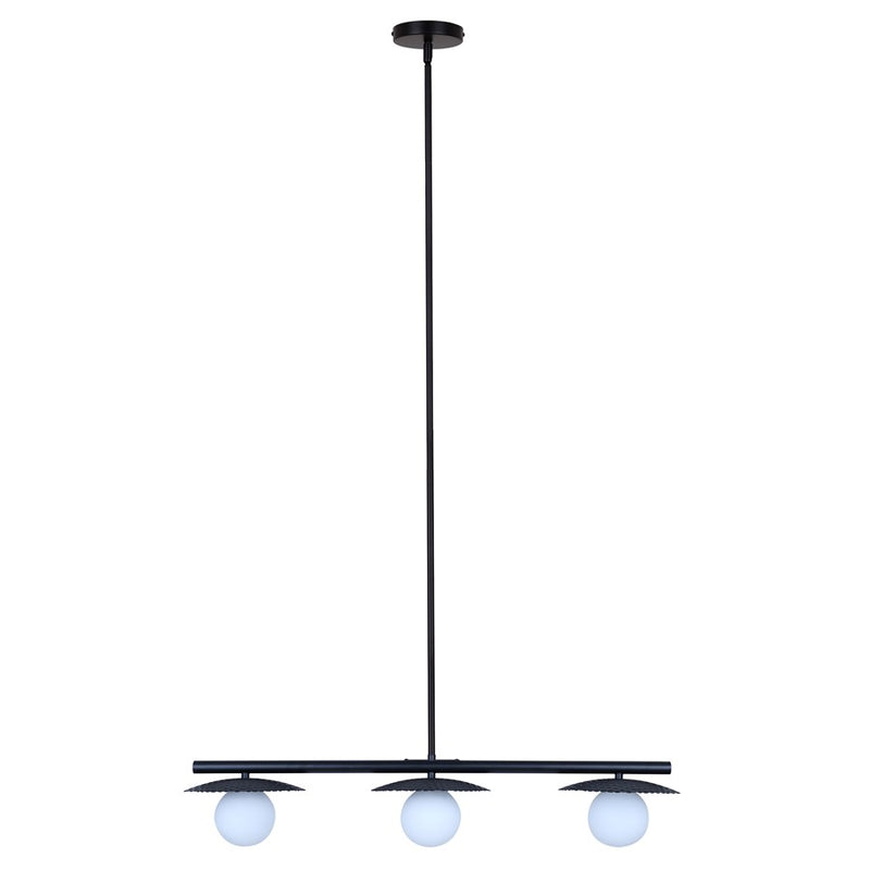 Canarm Mierka 32.5in 3-Light Pendant | Matte Black Steel and Opal Glass | Dining Room & Kitchen | 32.5 x 7.9 x 14.6-56.6 in | Model IPL1209A03BK9