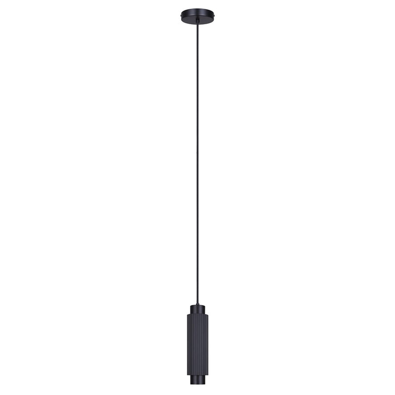 Canarm Cohen 4.75in 1-Light Pendant | Matte Black Ribbed Steel | Bedroom & Kitchen Island | 4.75 x 4.75 x 13.5-61.5 in | Model IPL1231A01BK10