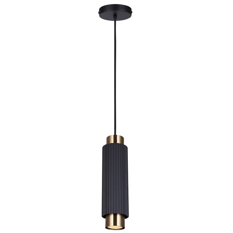 Canarm Cohen 4.75in 1-Light Pendant | Modern Matte Black and Gold Steel | Kitchen Island & Dining Room | 4.75 x 4.75 x 13.5 in | Model IPL1231A01BKG10