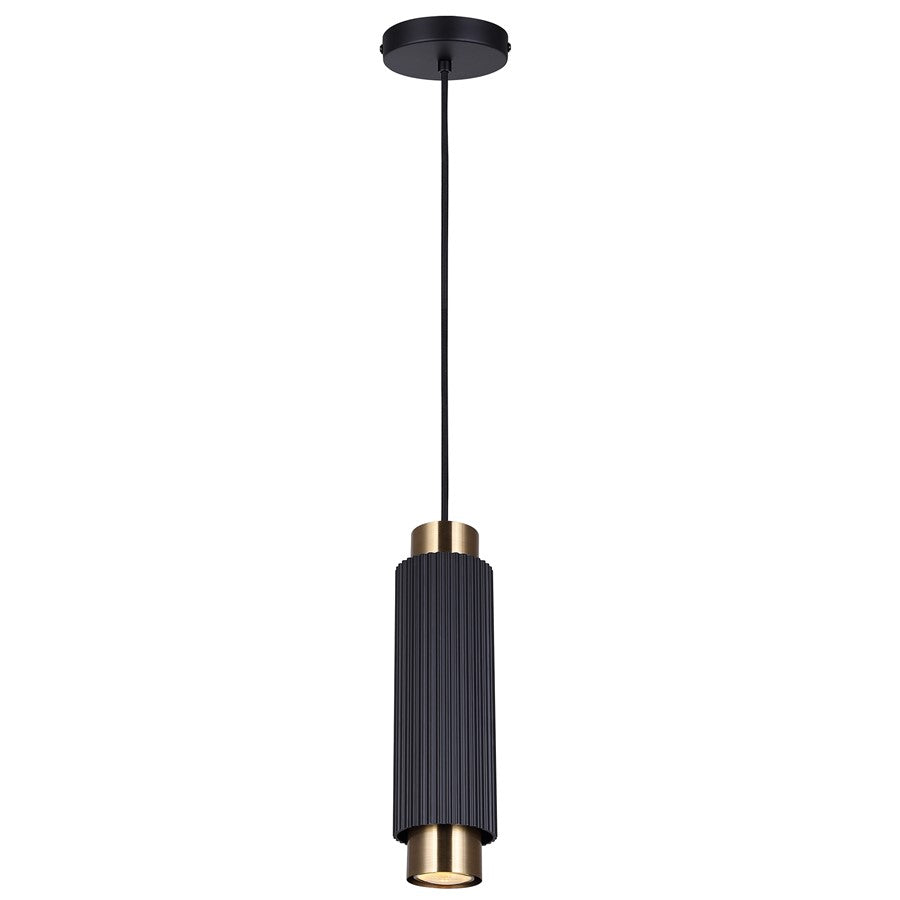 Canarm Cohen 1 Light 4.75" Pendant, Matte Black/Gold