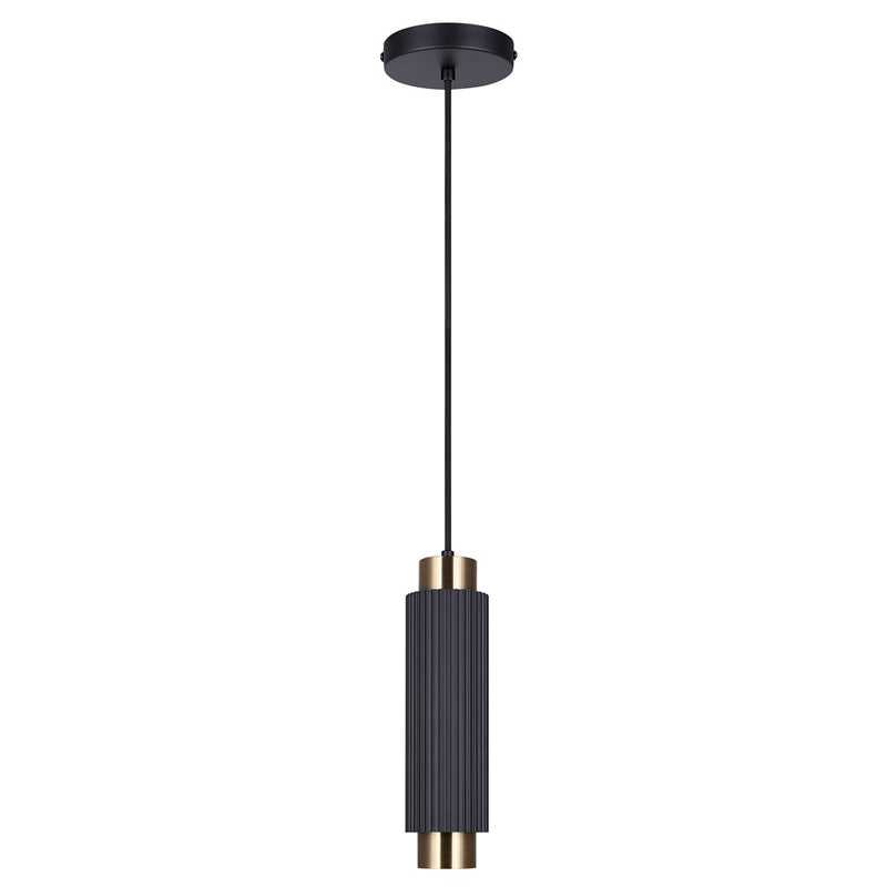 Canarm Cohen 4.75in 1-Light Pendant | Modern Matte Black and Gold Steel | Kitchen Island & Dining Room | 4.75 x 4.75 x 13.5 in | Model IPL1231A01BKG10