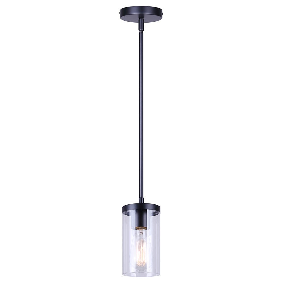 Canarm Britton 1 Light Pendant, Matte Black - IPL1234A01BK