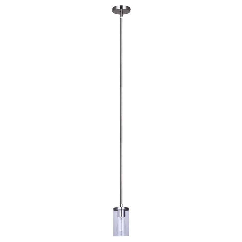 Canarm Britton 4.75in 1-Light Pendant | Modern Brushed Nickel Steel and Clear Glass | Kitchen Island & Dining Room | Model IPL1234A01BN