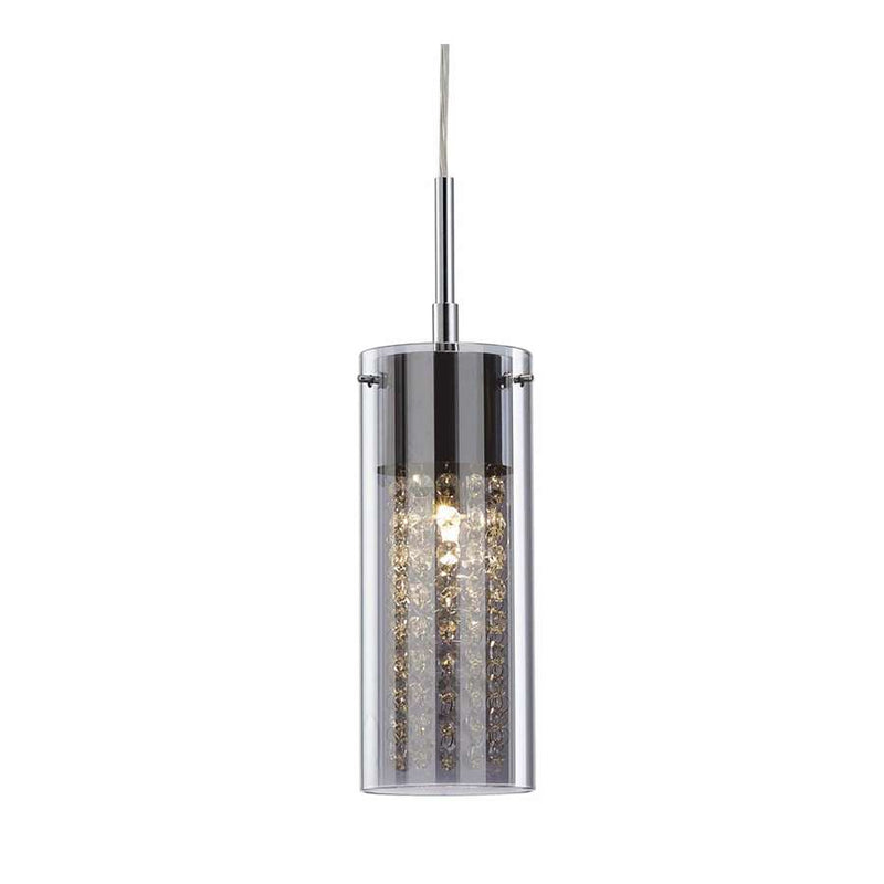 Canarm Sloan 4.75in 1-Light Pendant | Chrome and Smokey Glass with Crystals | Kitchen Island & Dining Room | 4.75 x 63.5 in | Model IPL178B01CH9
