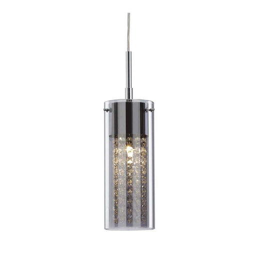 Canarm Sloan 4.75in 1-Light Pendant | Chrome and Smokey Glass with Crystals | Kitchen Island & Dining Room | 4.75 x 63.5 in | Model IPL178B01CH9
