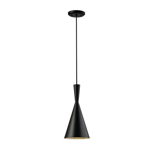 Canarm Rocco 7.25in 1-Light Pendant | Black Aluminum with Silver Interior | Kitchen Island & Dining Room | 7.25 x 64.75 in | Model IPL183B01BK