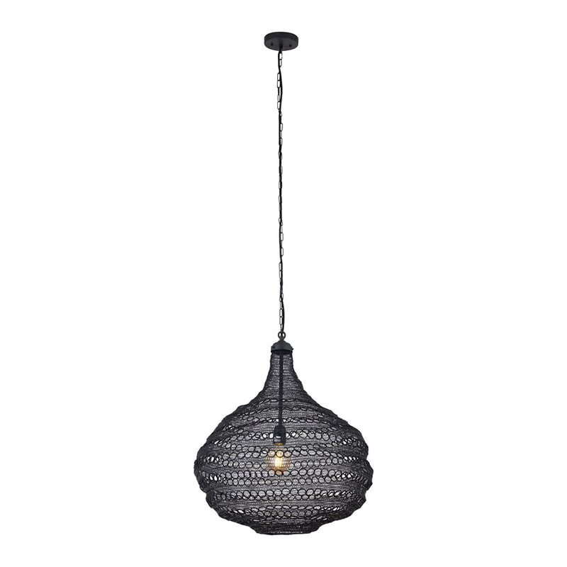 Canarm Madison 23in 1-Light Pendant | Handwoven Black Shade | Dining Room & Entryway | 23 x 23 x 25.7 in | Model IPL2085B01BK