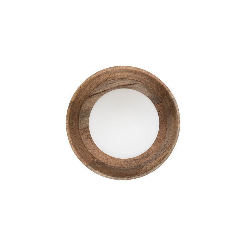 Canarm Kali 9.8in 1-Light Pendant | Natural Mango Wood and Frosted Glass | Kitchen Island & Reading Nook | 9.8 x 9.8 x 8.75 in | Model IPL2153B01NA