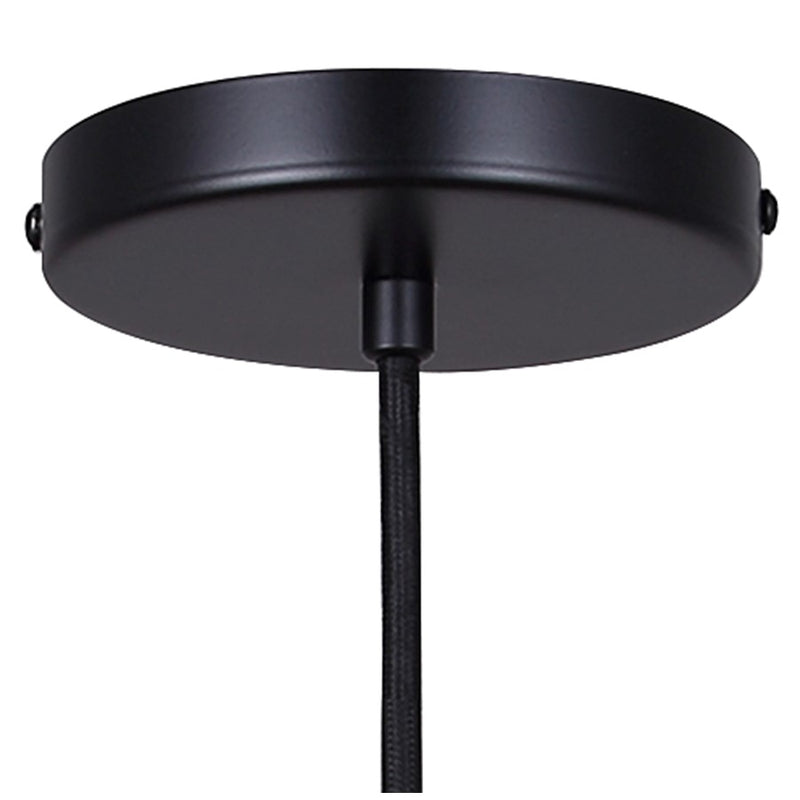 Canarm Madison 23.6in 1-Light Pendant | Modern Matte Black Steel & Rattan | Dining Room & Kitchen Island | Model IPL2182B01BKP