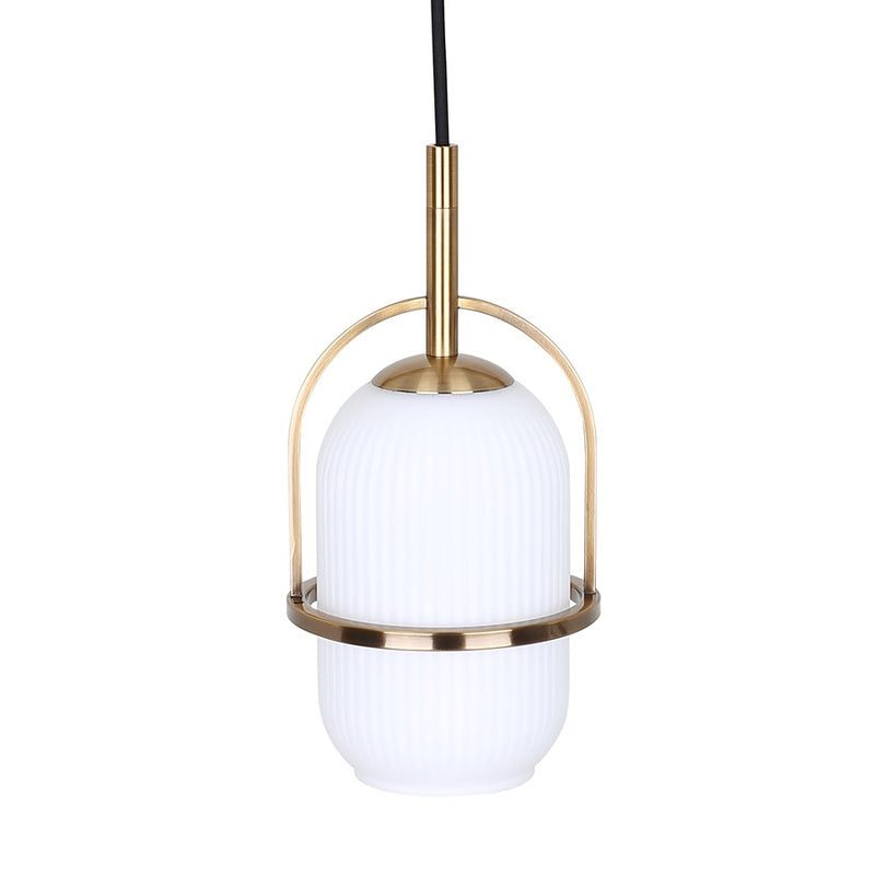 Canarm Eve 6in 1-Light Pendant | Modern Gold and Ribbed Opal Glass | Kitchen Island & Dining Room | 6 x 6 x 14.625 in | Model IPL2190B01GD