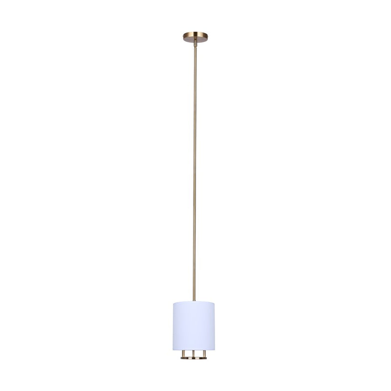 Canarm Bonnie 8in 1-Light Pendant | Modern Gold and White Fabric Shade | Kitchen Island & Dining Room | 8 x 8 x 13.75 in | Model IPL2191B01GD
