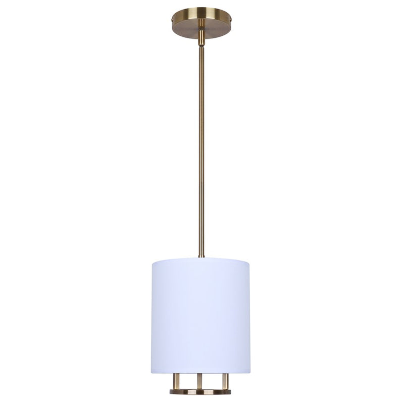 Canarm Bonnie 8in 1-Light Pendant | Modern Gold and White Fabric Shade | Kitchen Island & Dining Room | 8 x 8 x 13.75 in | Model IPL2191B01GD