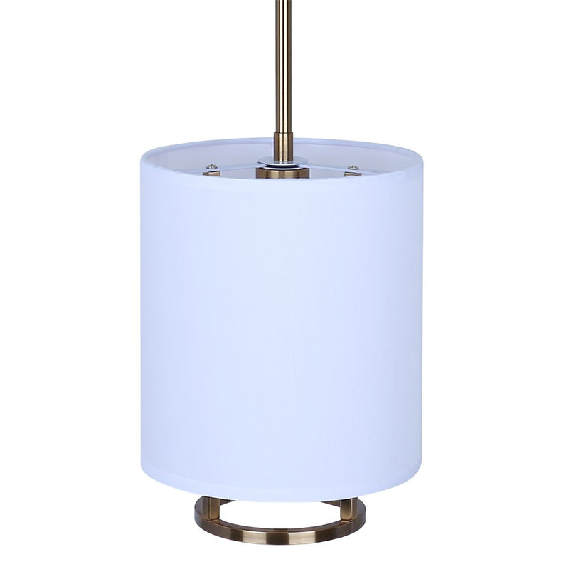 Canarm Bonnie 8in 1-Light Pendant | Modern Gold and White Fabric Shade | Kitchen Island & Dining Room | 8 x 8 x 13.75 in | Model IPL2191B01GD
