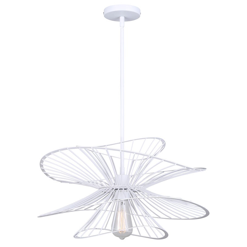 Canarm Channel 20in 1-Light Pendant | Industrial White Steel | Kitchen Island & Dining Room | 20 x 20 x 16.625 in | Model IPL2193B01WH