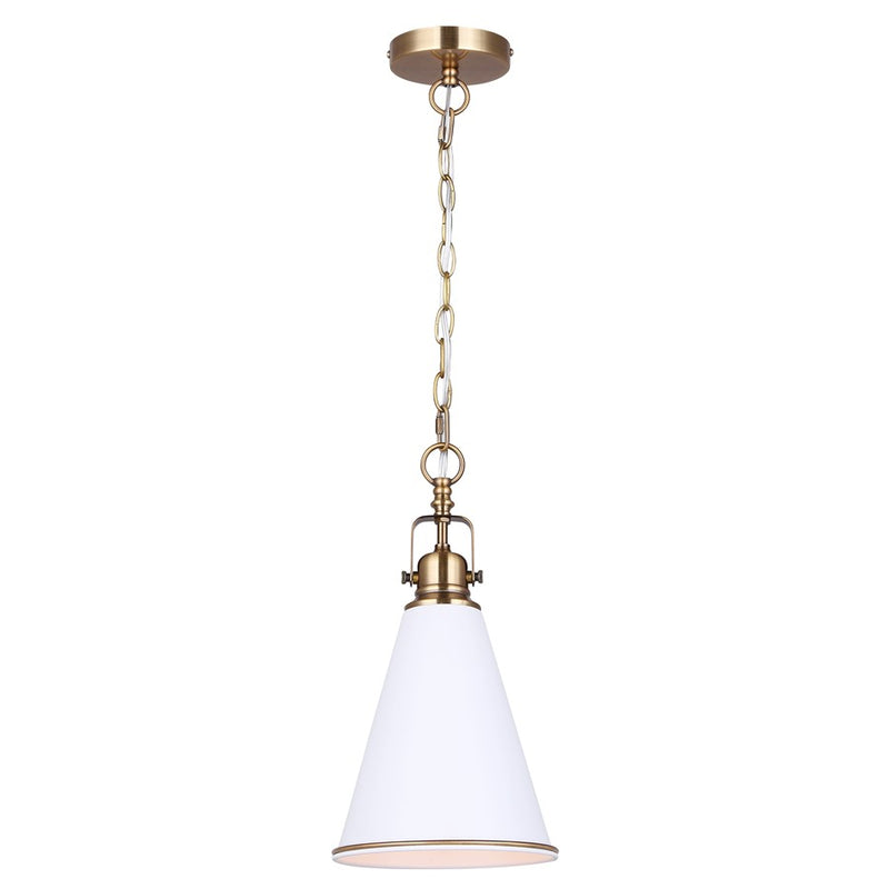 Canarm Ollie 1 Light 7.5" Pendant, Matte White/Gold