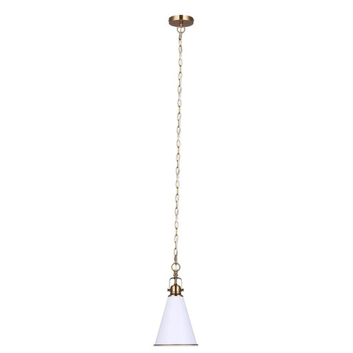 Canarm Ollie 1 Light 7.5" Pendant, Matte White/Gold