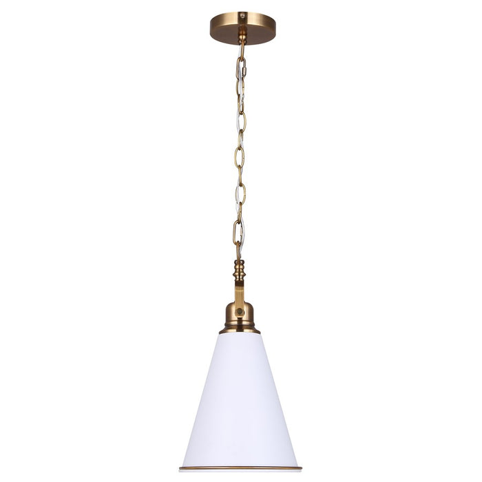 Canarm Ollie 1 Light 7.5" Pendant, Matte White/Gold