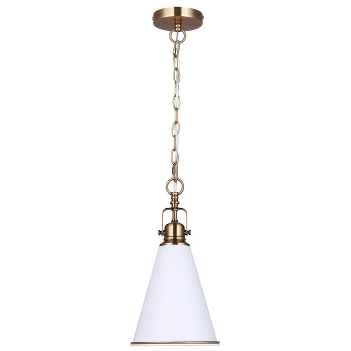 Canarm Ollie 1 Light 7.5" Pendant, Matte White/Gold