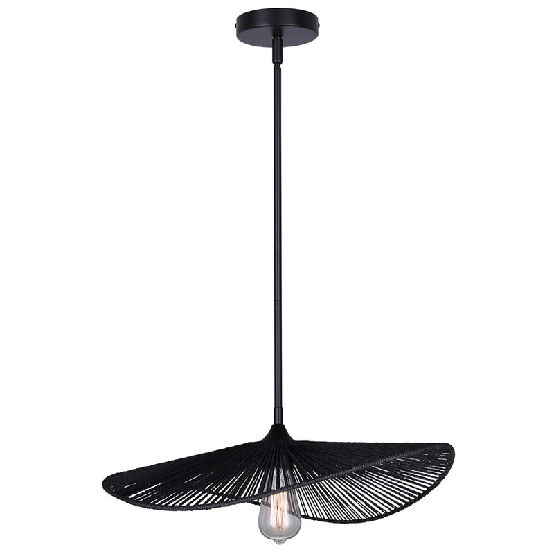 Canarm Georgia 20in 1-Light Pendant | Boho Black Woven Steel | Dining Room & Living Area | 20 x 20 x 9.375 in | Model IPL2208B01BK