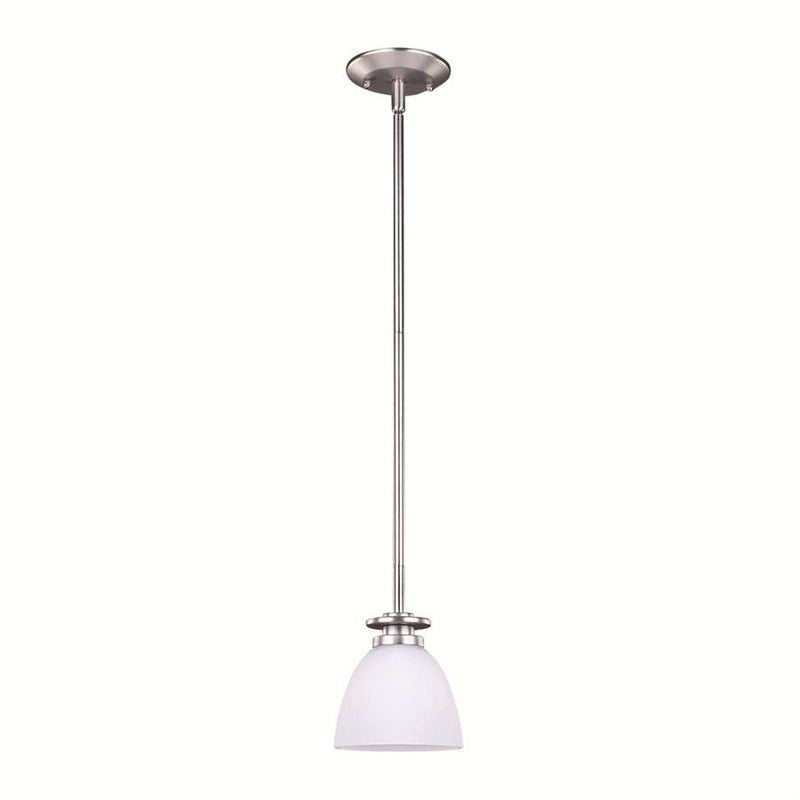 Canarm New Yorker 5in 1-Light Pendant | Brushed Pewter Steel and Flat White Opal Glass | Kitchen Island & Dining Room | Model IPL256A01BPT