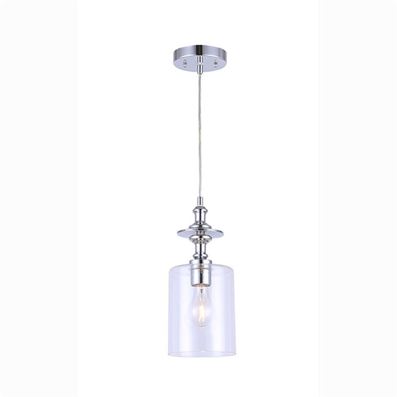 Canarm York 5.5in 1-Light Pendant | Chrome Steel and Clear Glass | Kitchen Island & Dining Room | 5.5 x 5.5 x 60 in | Model IPL276B01CH