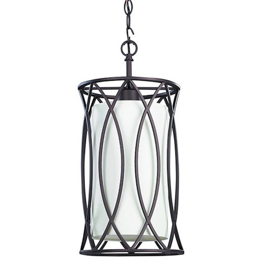 Canarm Monica 9in 1-Light Pendant | Oil Rubbed Bronze and Cream Fabric Shade | Entryway & Dining Room | 8.375 x 8.375 x 17 in | Model IPL320A01ORB9