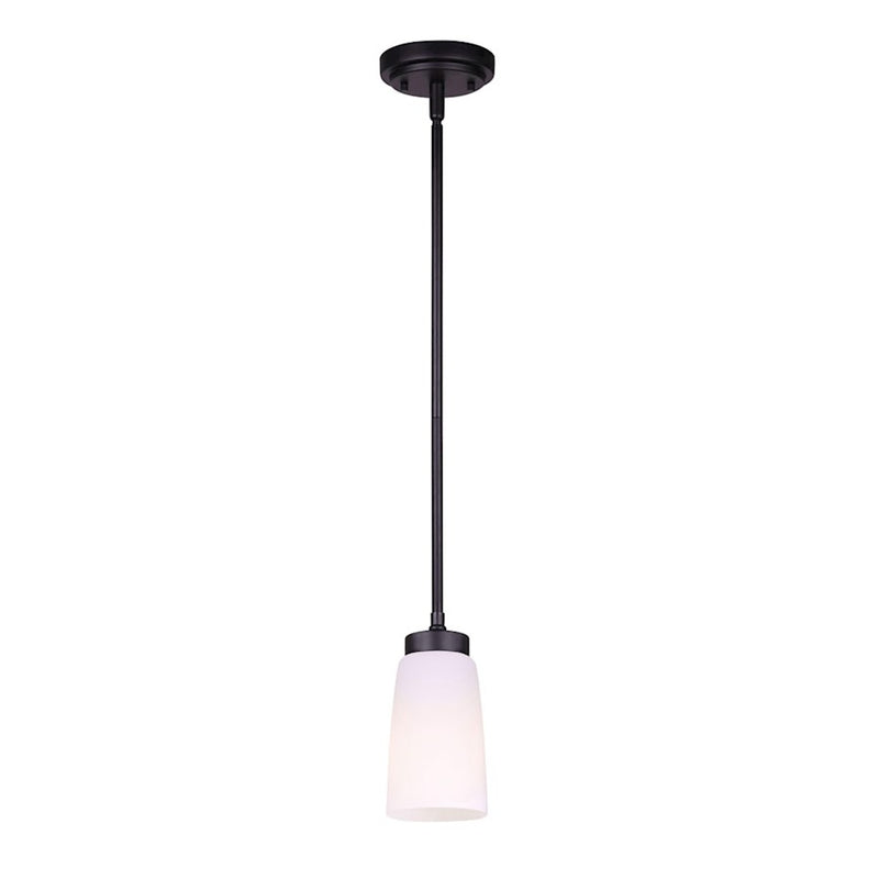Canarm Portia 1-Light Pendant | Black Metal and Flat Opal Glass | Kitchen Island & Dining Room | 4.75 x 58.25 in | Model IPL326A01BK