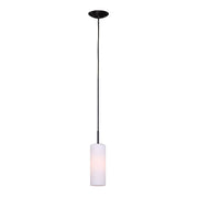 Canarm Toni 4.75in 1-Light Pendant | Modern Matte Black and Opal Glass | Kitchen Island & Entryway | 4.75 x 4.75 x 63 in | Model IPL379A01BK