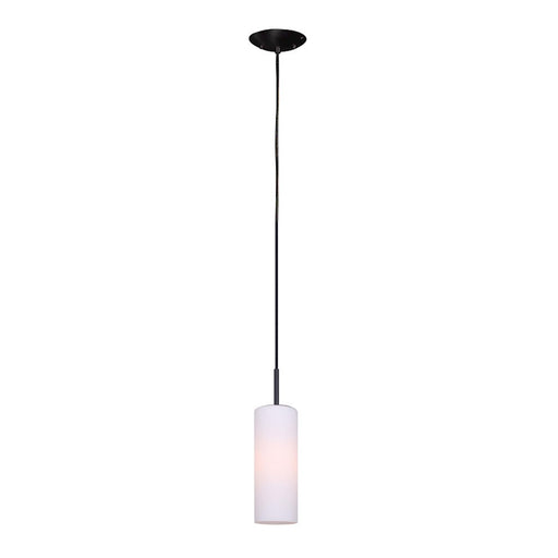 Canarm Toni 4.75in 1-Light Pendant | Modern Matte Black and Opal Glass | Kitchen Island & Entryway | 4.75 x 4.75 x 63 in | Model IPL379A01BK