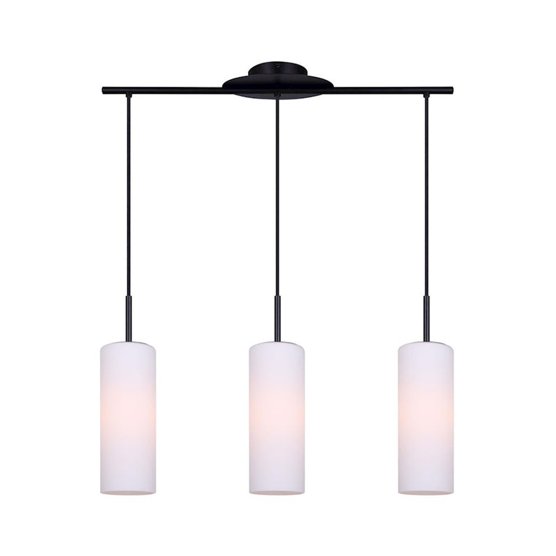 Canarm Toni 28in 3-Light Pendant | Modern Matte Black and Opal Glass | Kitchen Island & Entryway | 28 x 6 x 16.5-64.5 in | Model IPL379A03BK
