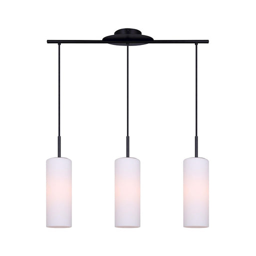 Canarm Toni 28in 3-Light Pendant | Modern Matte Black and Opal Glass | Kitchen Island & Entryway | 28 x 6 x 16.5-64.5 in | Model IPL379A03BK