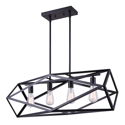 Canarm Skar 31.5in 4-Light Pendant | Modern Matte Black and Metal | Kitchen Island & Dining Room | 31.5 x 10.75 x 14.25-62.25 in | Model IPL379B04BK32