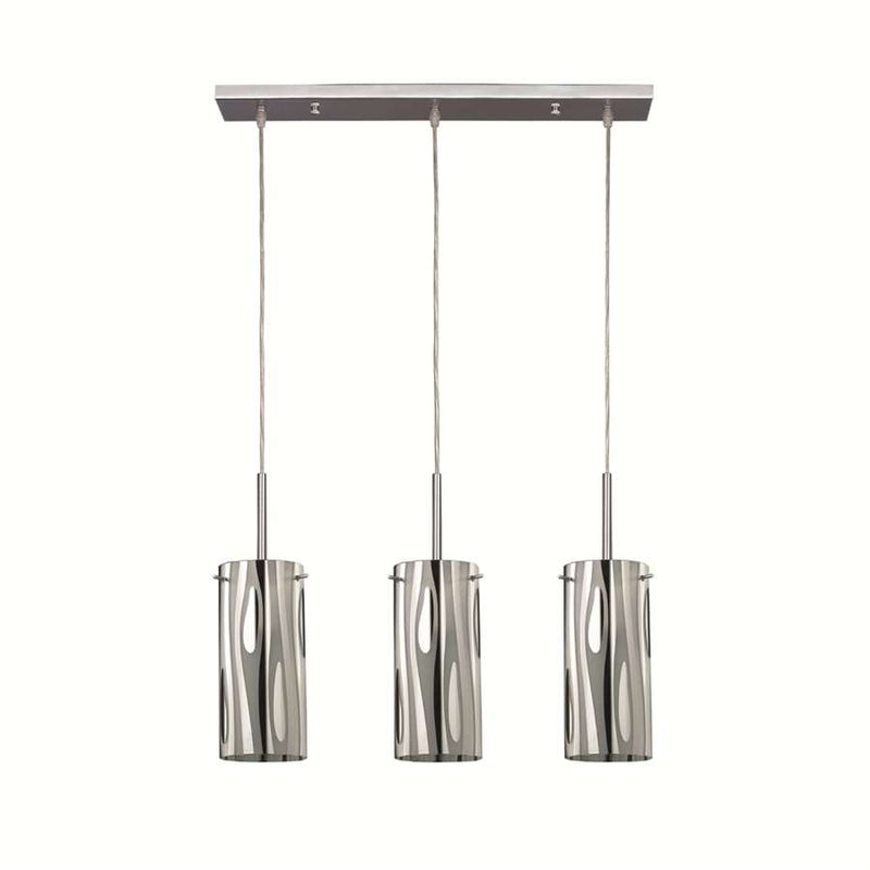 Canarm Cloe 24in 3-Light Pendant | Contemporary Chrome and Patterned Glass | Kitchen Island & Dining Room | 24 x 55 in | Model IPL392A03CH