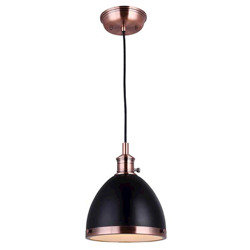 Canarm Esher 8in 1-Light Pendant | Two-Tone Bronze and Black with Glass Shade | Kitchen Island & Dining Room | 8 x 59 in | Model IPL409B01BKA
