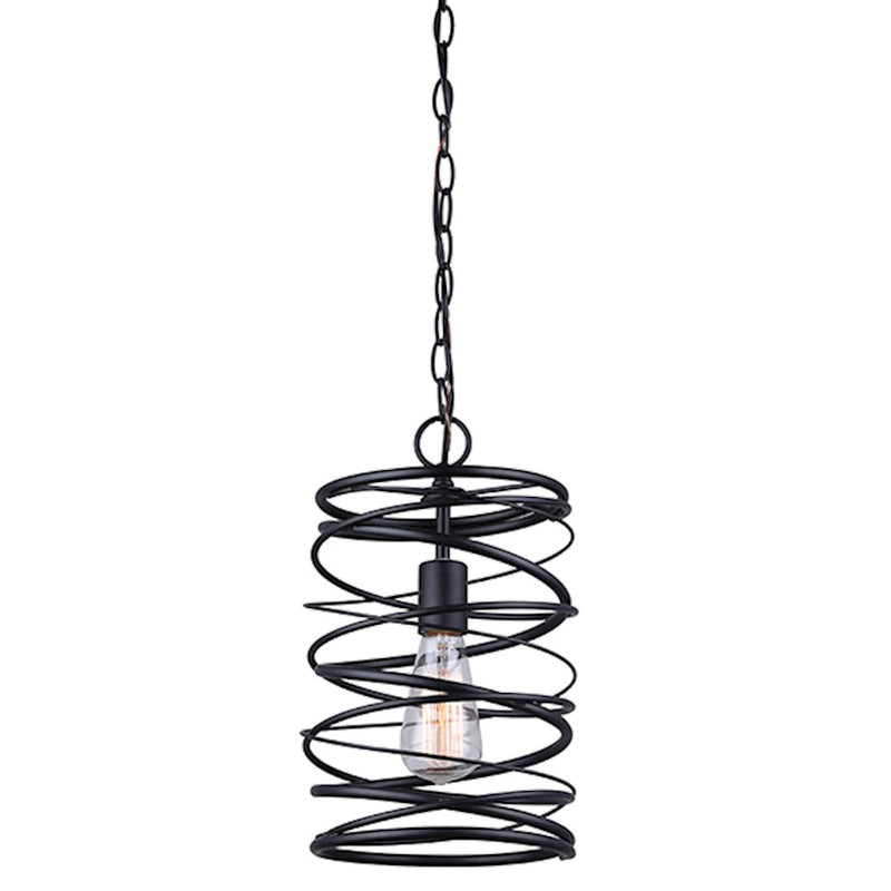 Canarm Ryland 8in 1-Light Pendant | Modern Black Finish | Kitchen Island & Dining Room | 8 x 14 in | Model IPL411B01BK
