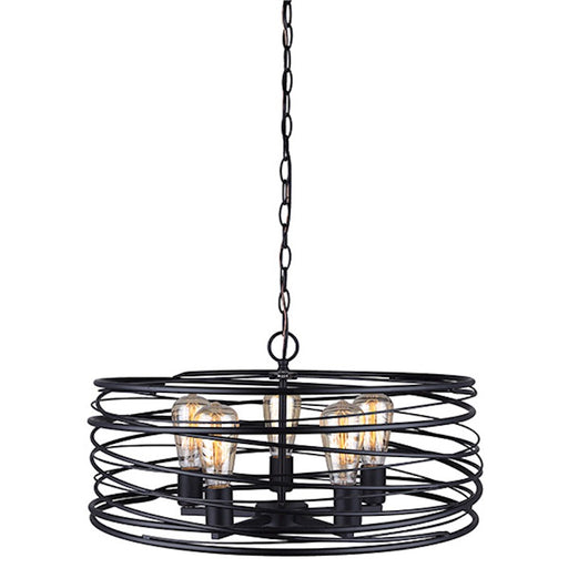 Canarm Ryland 22in 5-Light Pendant | Black Metal | Kitchen Island & Dining Room | 22 x 11 in | Model IPL411B05BK22